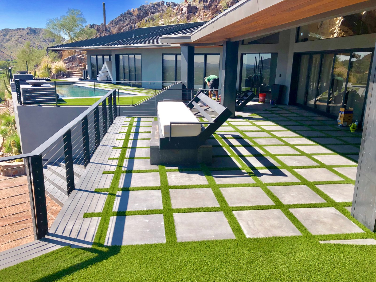 Turf and paver combo backyard AZ